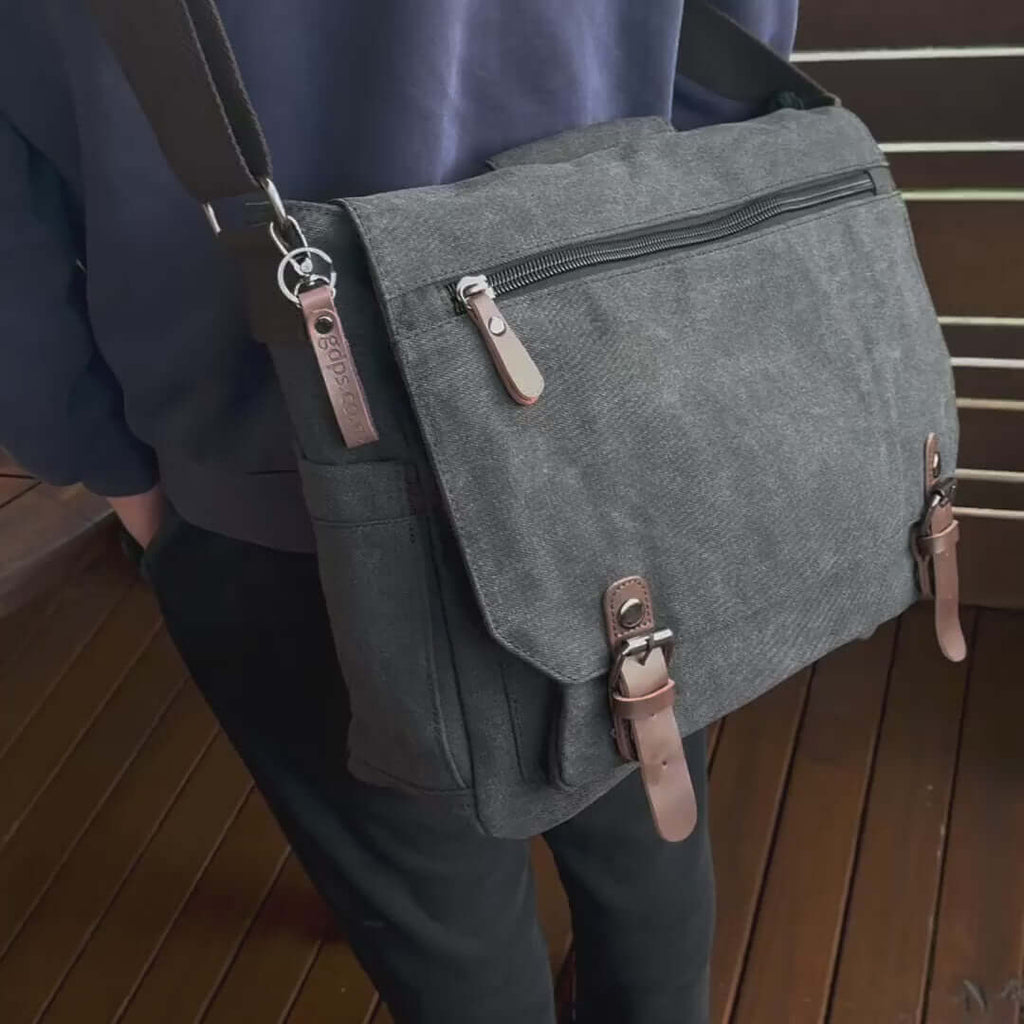 Classic Canvas Messenger Bag | 15 Inch Laptop Satchel