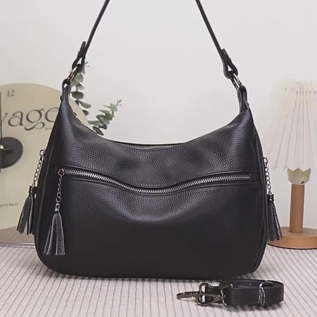 Leather Shoulder & Crossbody Bag with Dual Straps