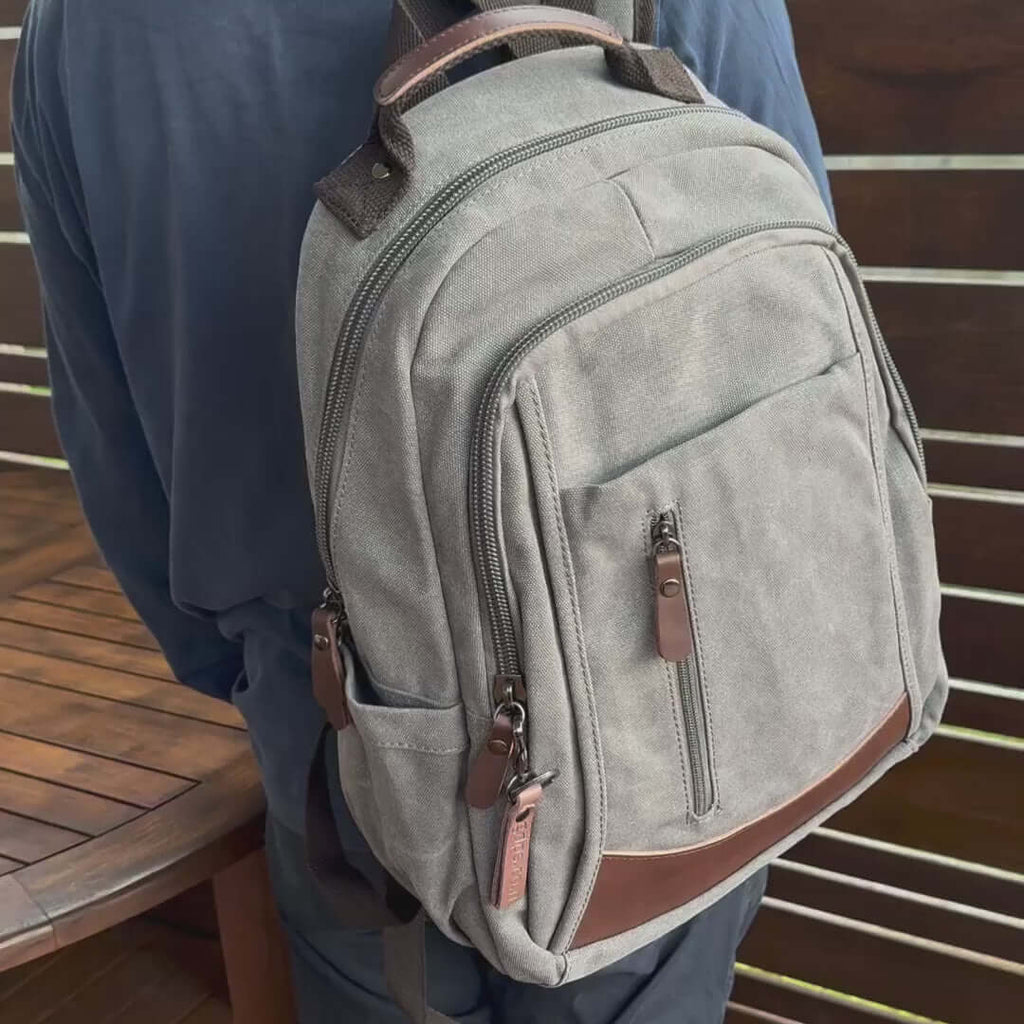 Versatile Canvas Laptop Backpack 23L - Work, Study, and Travel Companion