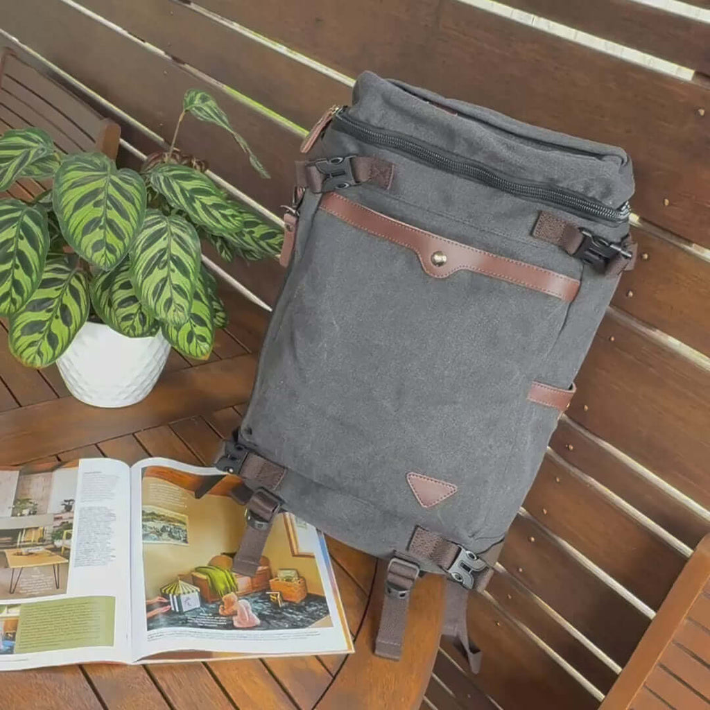 Outdoor Canvas Travel Backpack Bag 30L
