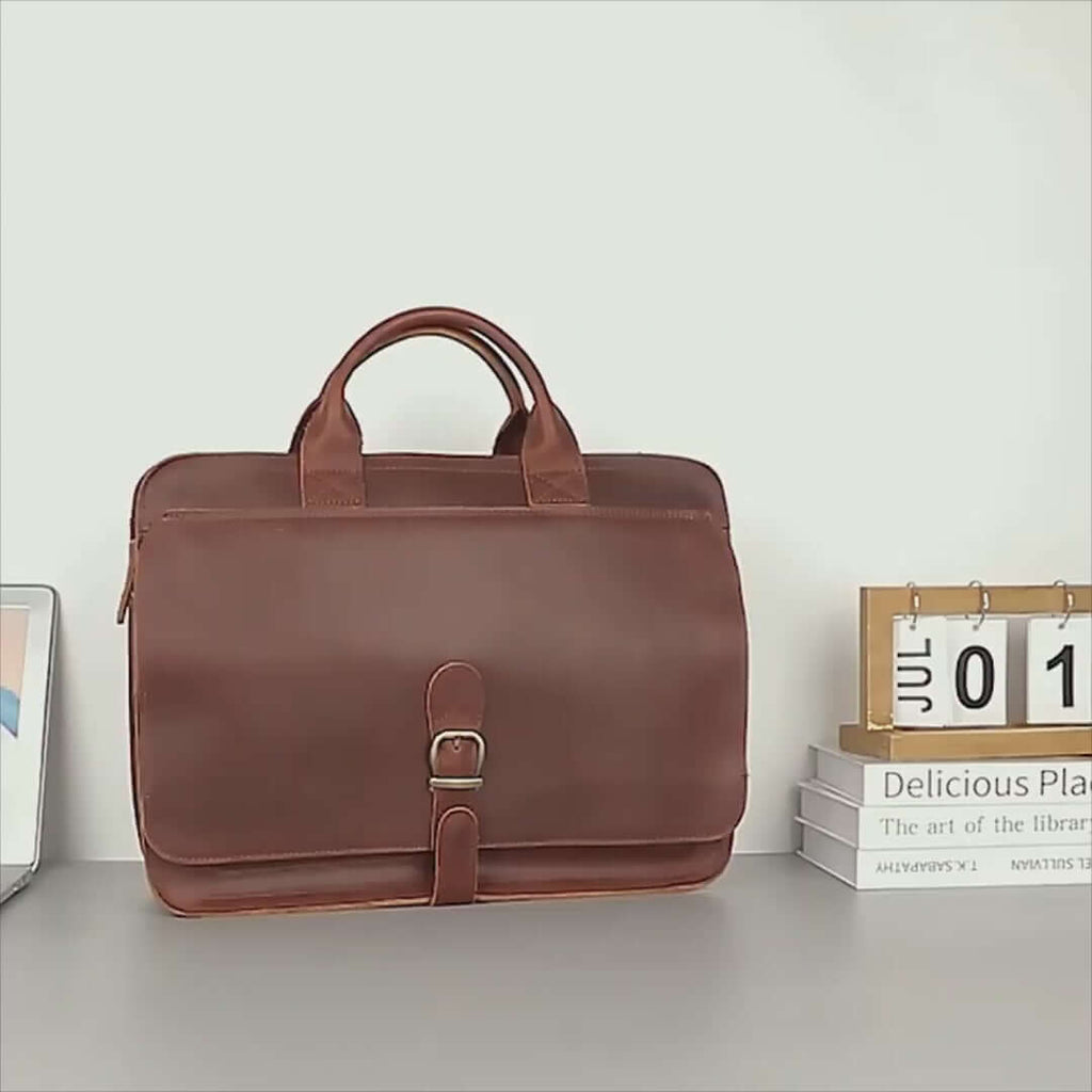 Vintage Leather Laptop Bag - Classic British Style