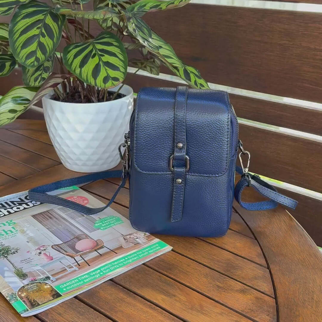 Elegant Leather Vertical Shoulder Crossbody Bag