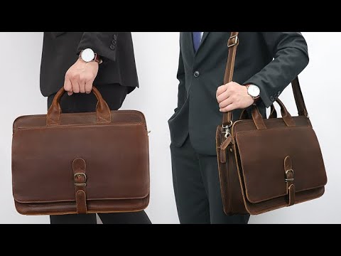 Interior of the leather laptop bag showcasing its organization.