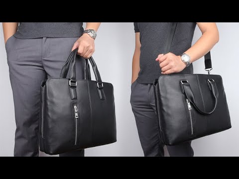 Sleek leather laptop bag for daily professional use.