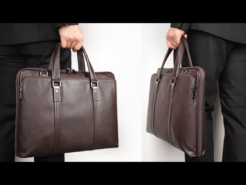 Compact and lightweight slim leather laptop bag for professionals.