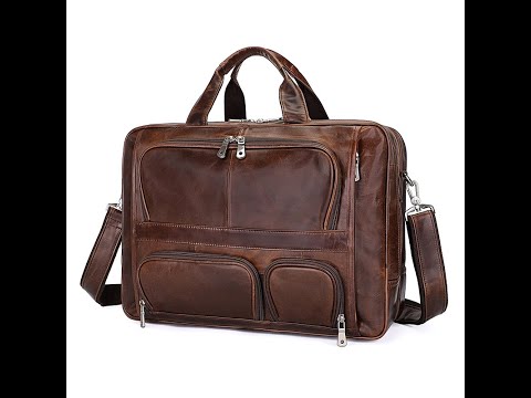 Elegant brown leather laptop bag for business and travel.