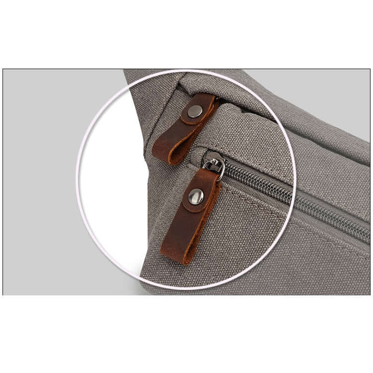 Canvas bum bag with secure zipper compartments