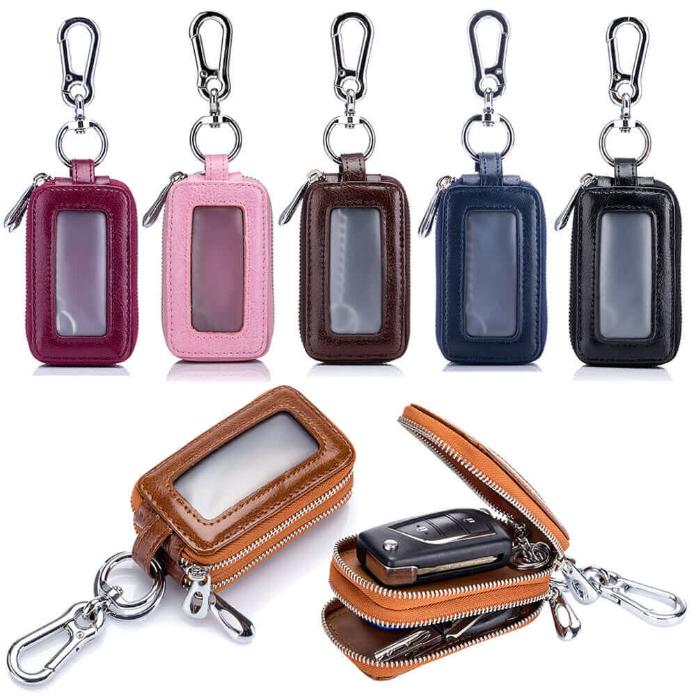 Stylish and practical leather key case for car keys.