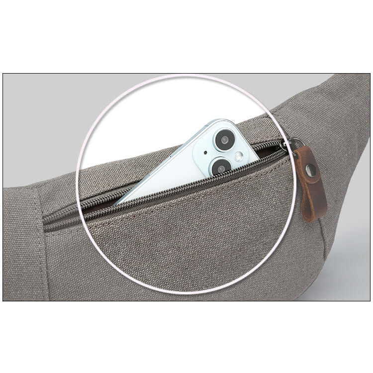 Stylish unisex bum bag made of canvas and leather