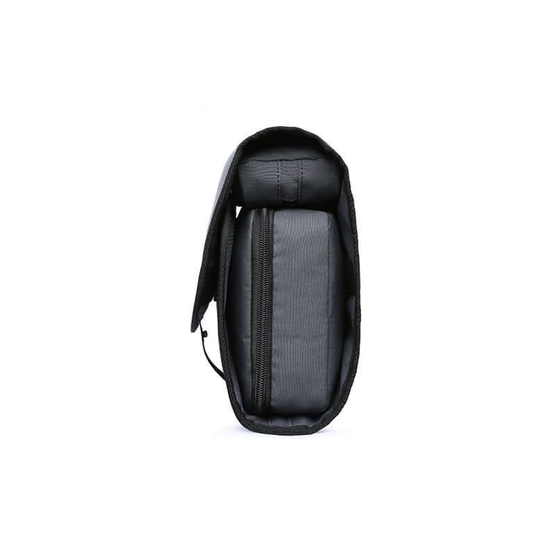 Side profile of the compact toiletry bag when folded