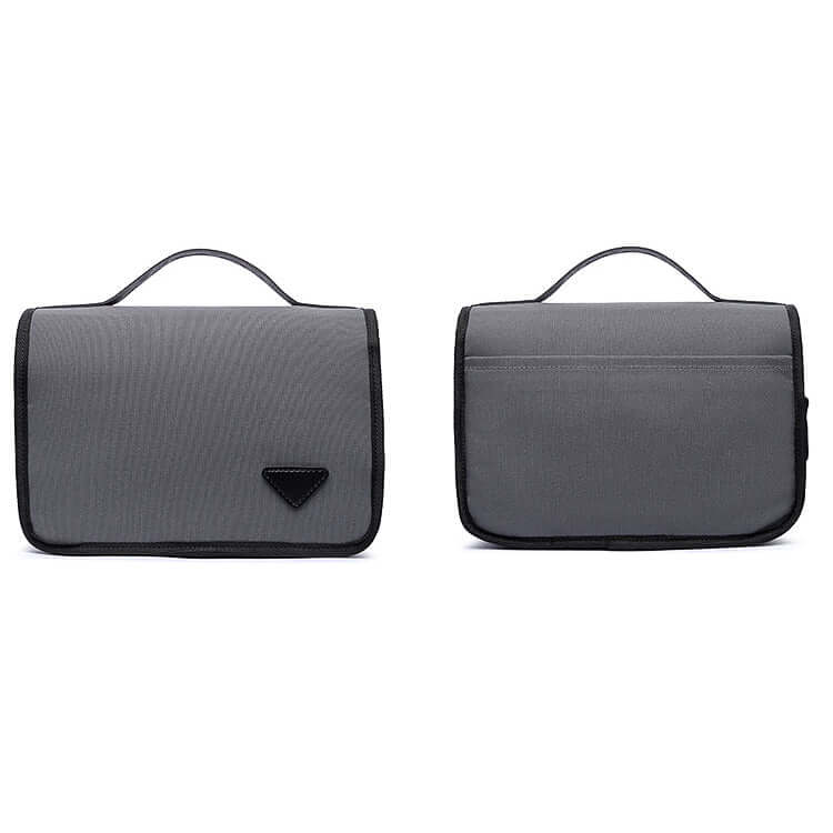 Lightweight toiletry organiser packed inside travel suitcase