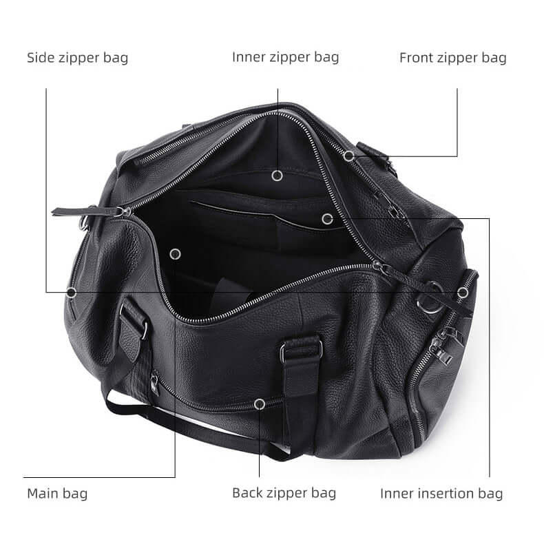 Unisex leather travel bag suitable for both men and women