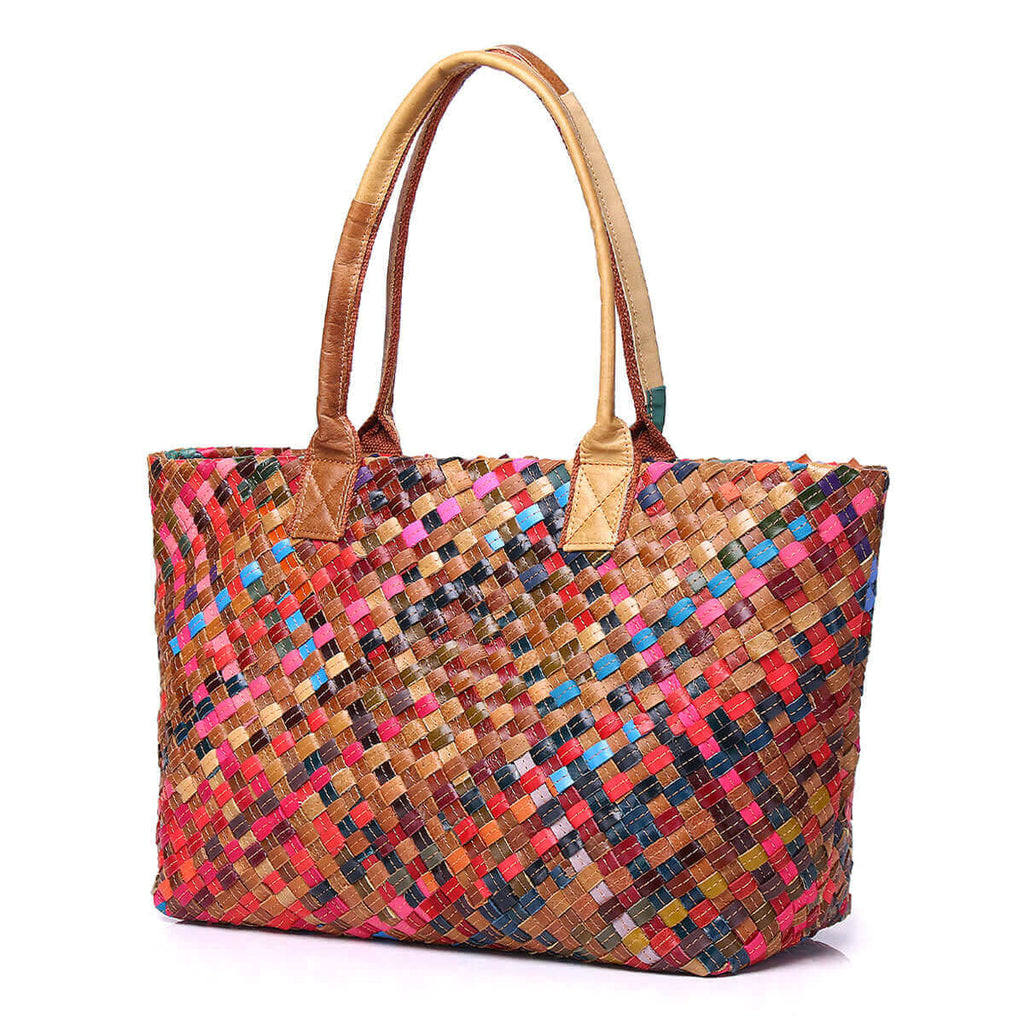 Unique Women's Genuine Leather Woven Tote Bag perfect for New Zealand.