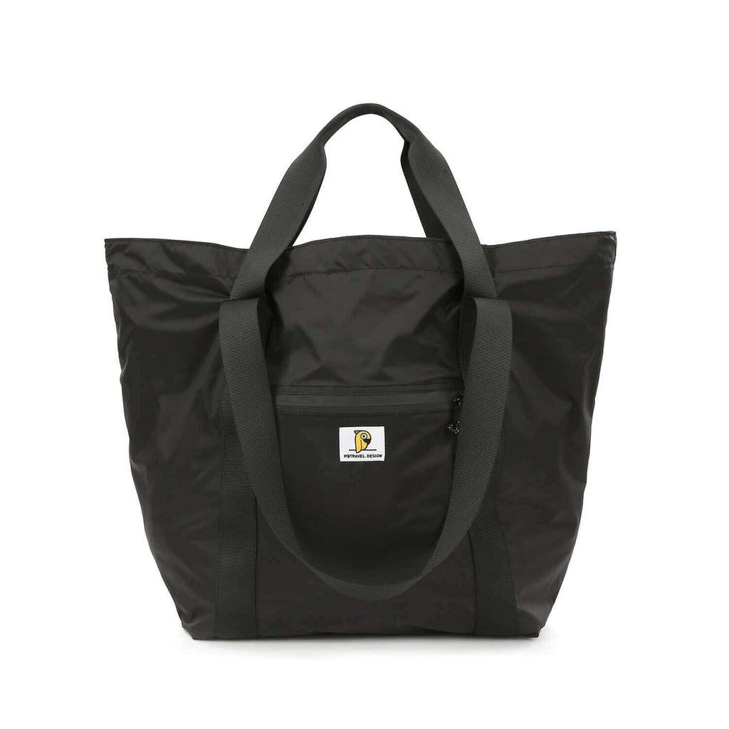 Folded nylon tote bag, perfect for travel use.