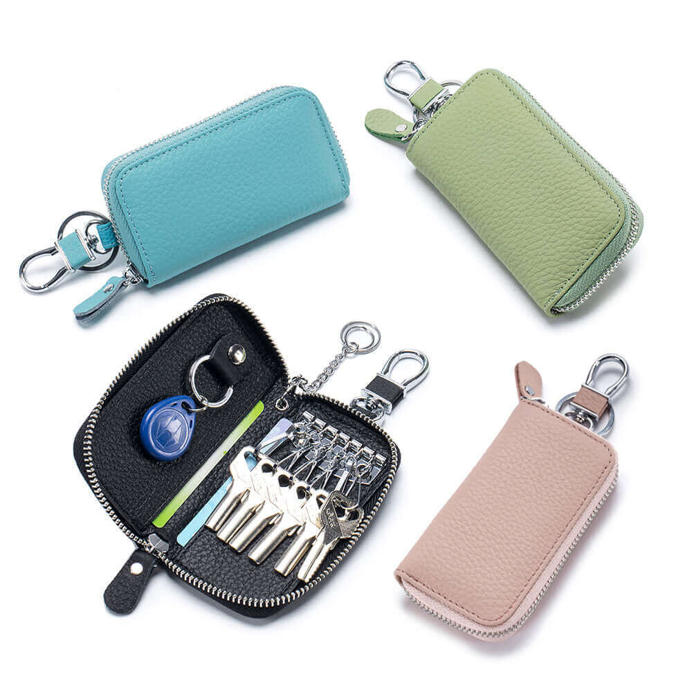 Versatile leather key holder wallet for men and women.