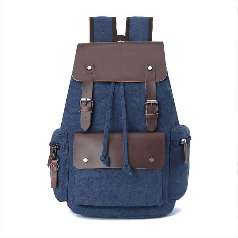 Motorcycle-inspired vintage canvas backpack, combining rugged durability with a classic aesthetic.