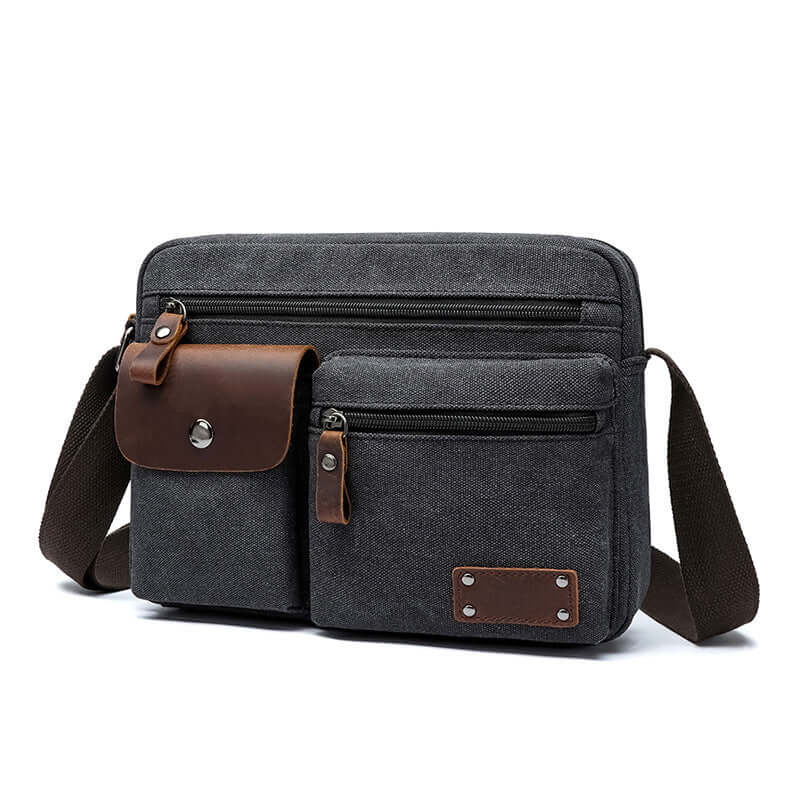 Classic vintage-style canvas crossbody messenger bag