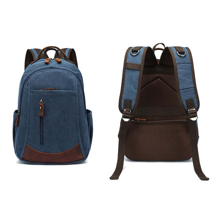 Vintage style laptop bag with zip and leather trim details