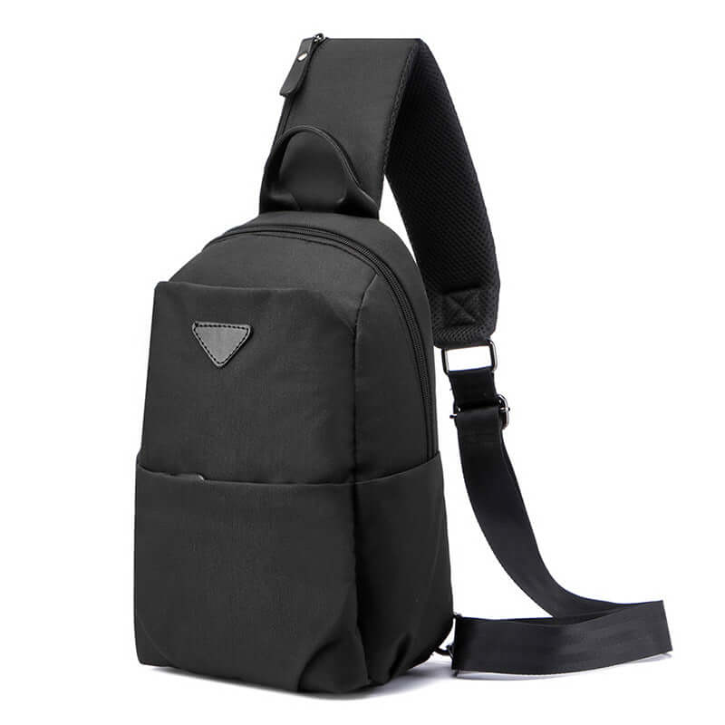 Close-up of water-resistant polyester material on sling bag