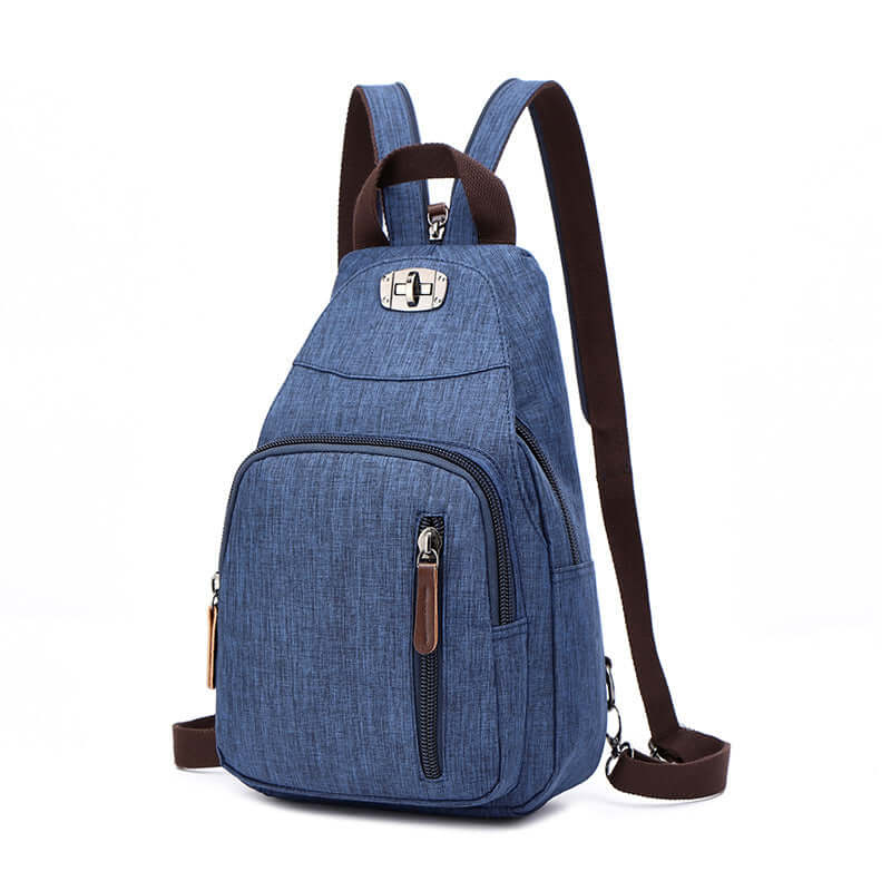 Stylish waterproof backpack in blue with front pockets