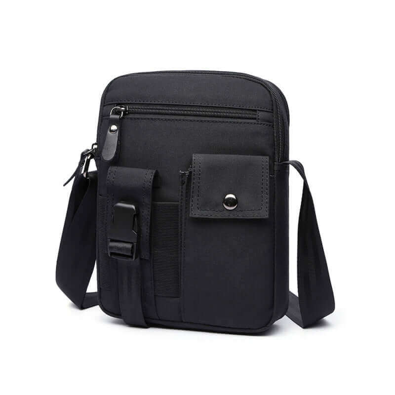 Front view of men's waterproof nylon crossbody bag