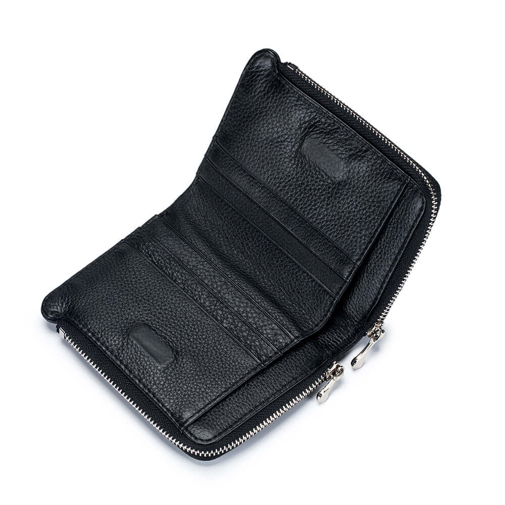 Storage capacity of women's double-zip leather wallet