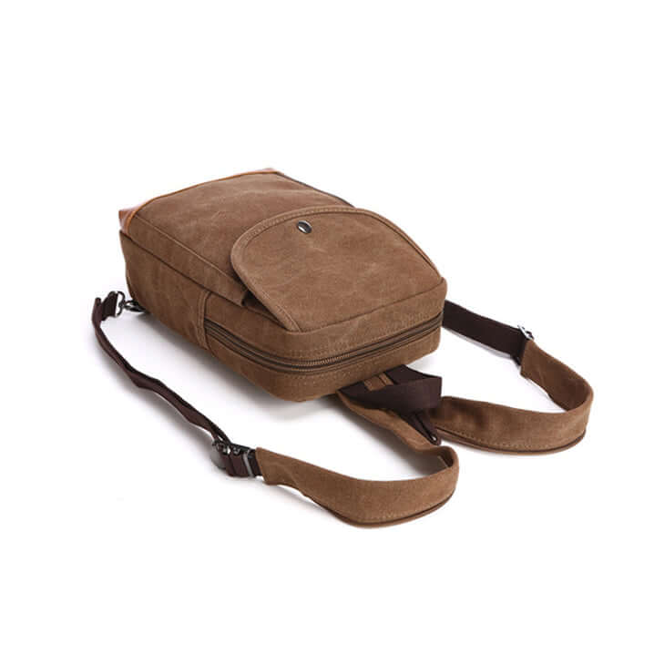 Stylish mini canvas backpack for women in brown