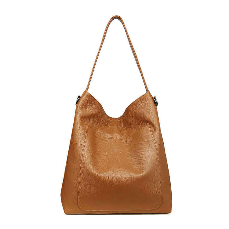 Women's large leather shoulder bag front view in New Zealand