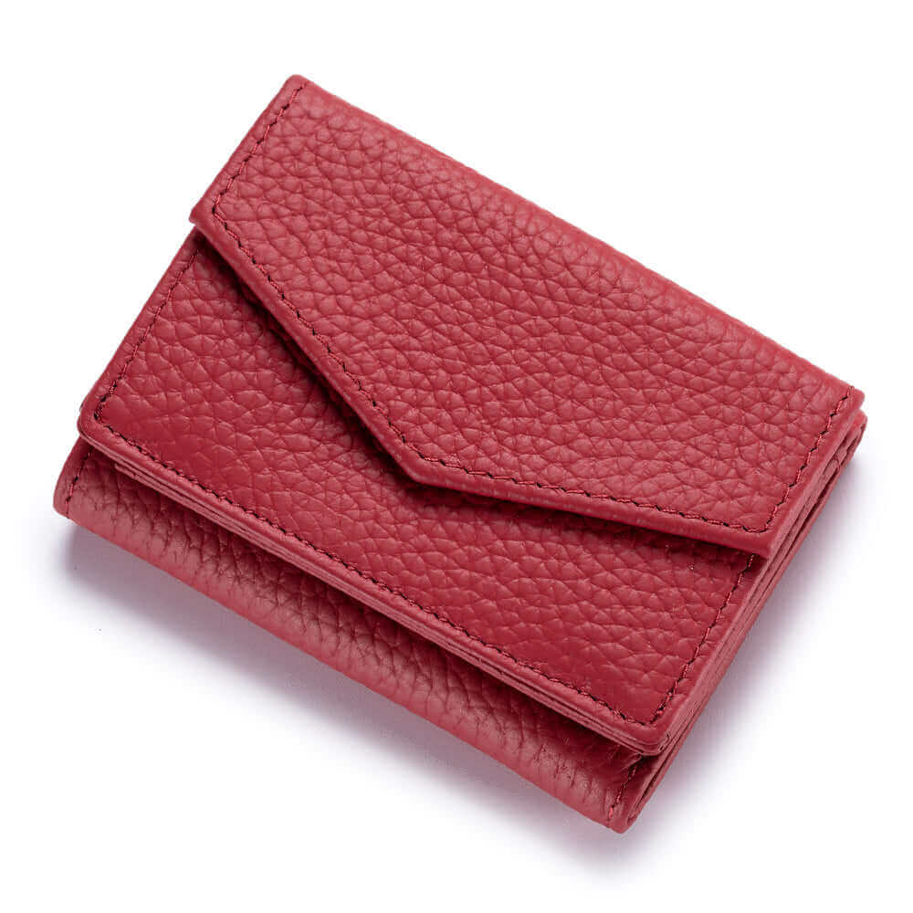 Women's compact leather wallet with coin compartment