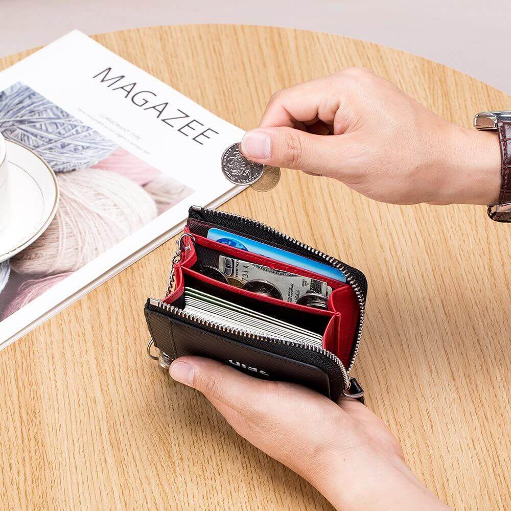 Leather Small RFID Credit Card Holder Key Coin Wallet NZ Men's Women's