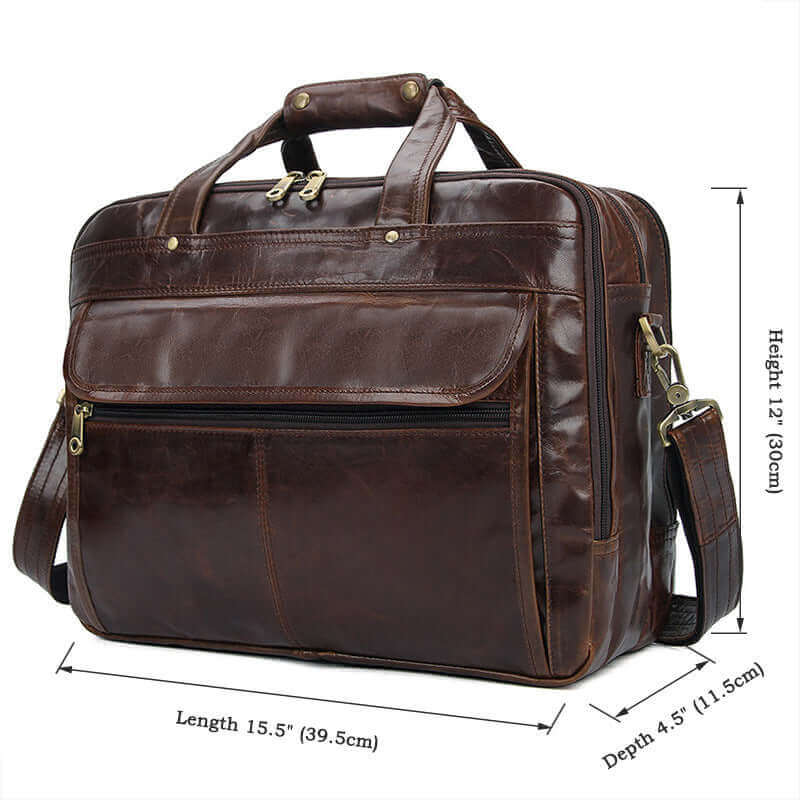 Men's Leather Briefcase 15.6 Inch Laptop Bag Business Bag Satchel NZ