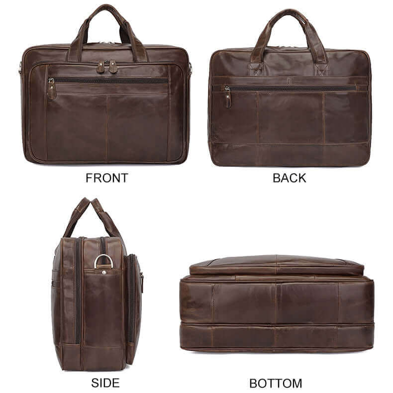 Men's Genuine Leather Briefcase 17Inch Laptop Bag NZ Business Trip Bag