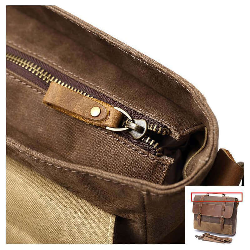 Genuine Leather Canvas Laptop Messenger Shoulder Bag NZ Mens Briefcase