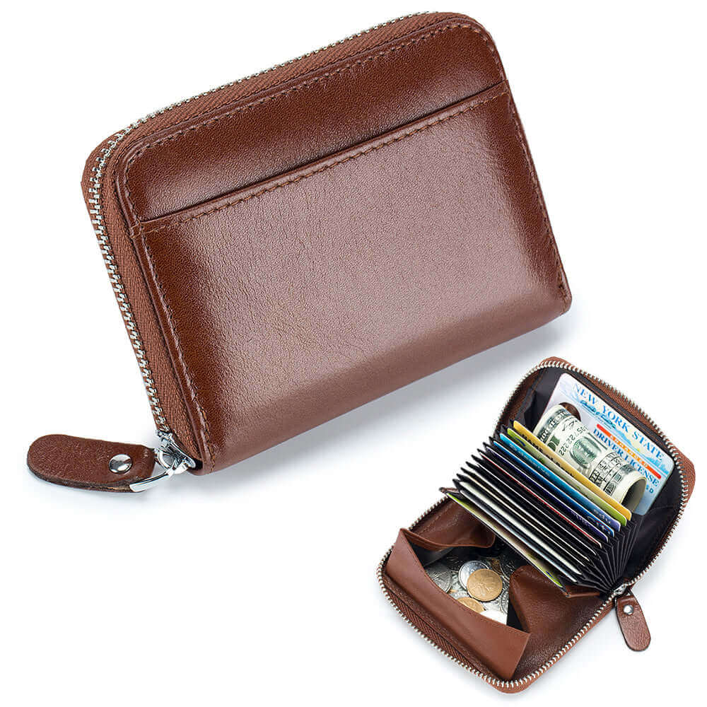 Men's Leather RFID Credit Card Holder Wallet