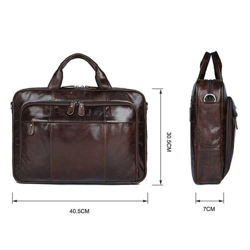 Men's Genuine Leather Business Briefcase 15 inch Laptop Bag NZ Luxury