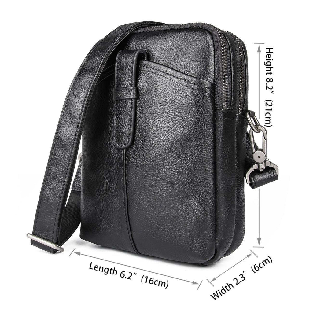 Small black leather crossbody bag perfect for travel and daily use in NZ.