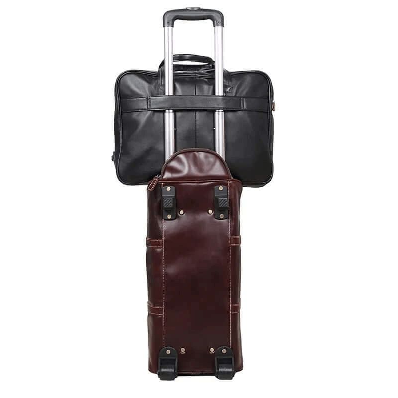 Stylish Men's Black Leather Laptop Bag for business and travel.