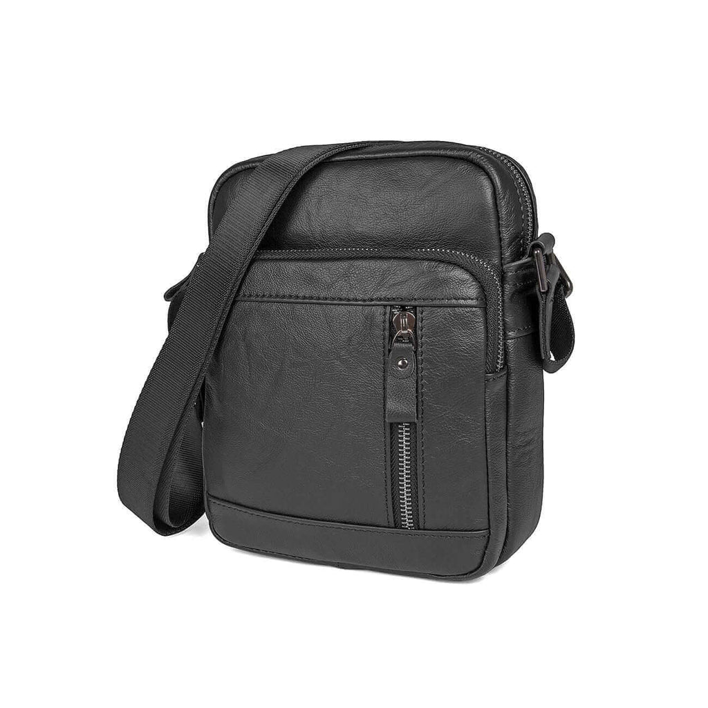 Compact men's crossbody bag made from premium genuine leather.