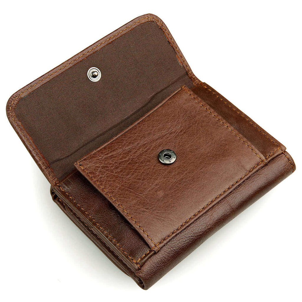 Compact men’s wallet with RFID security and sleek design.