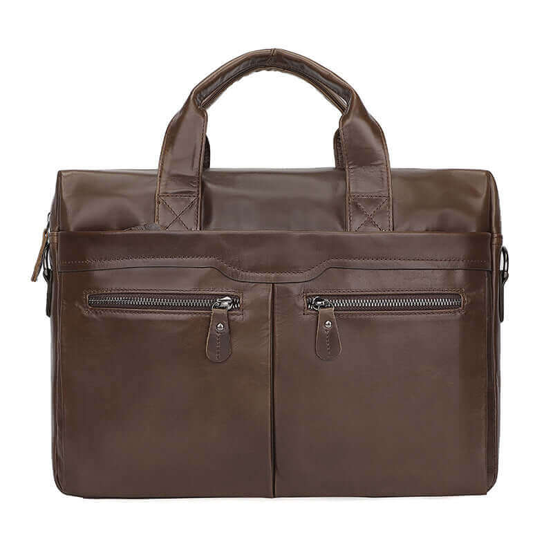 Genuine leather handle on the Men's Laptop Bag.