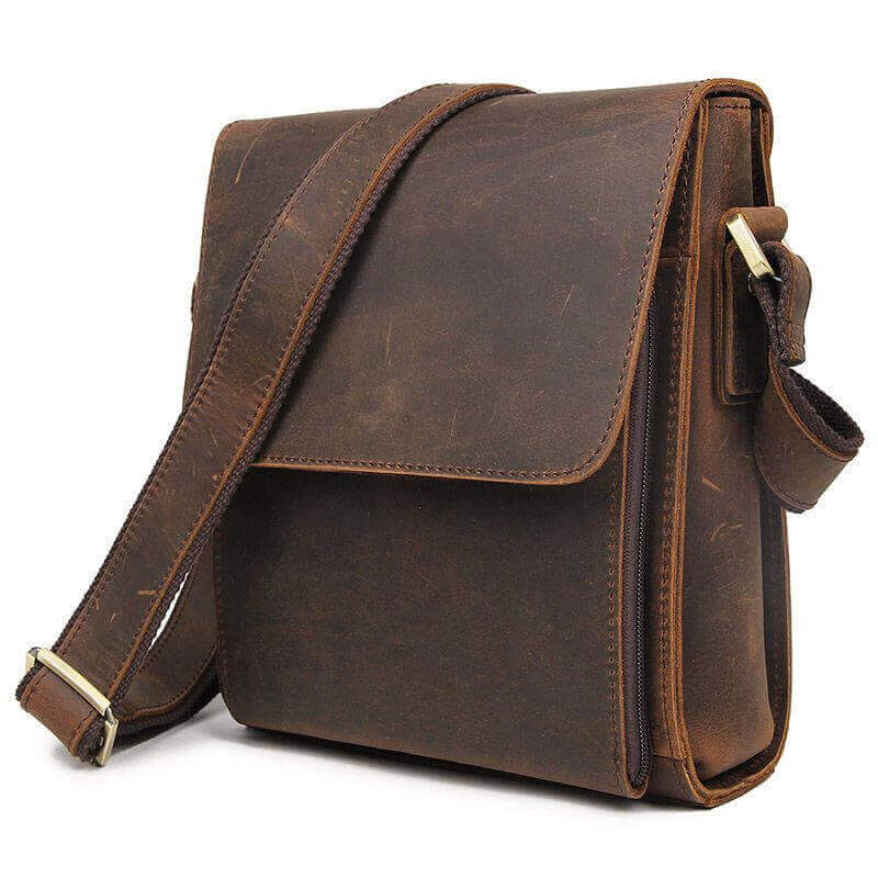 Men's Crazy Horse leather crossbody bag available in NZ.