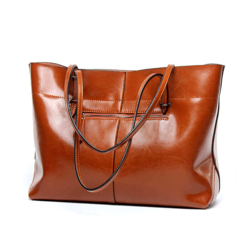 Front view of leather shoulder tote bag for women in NZ