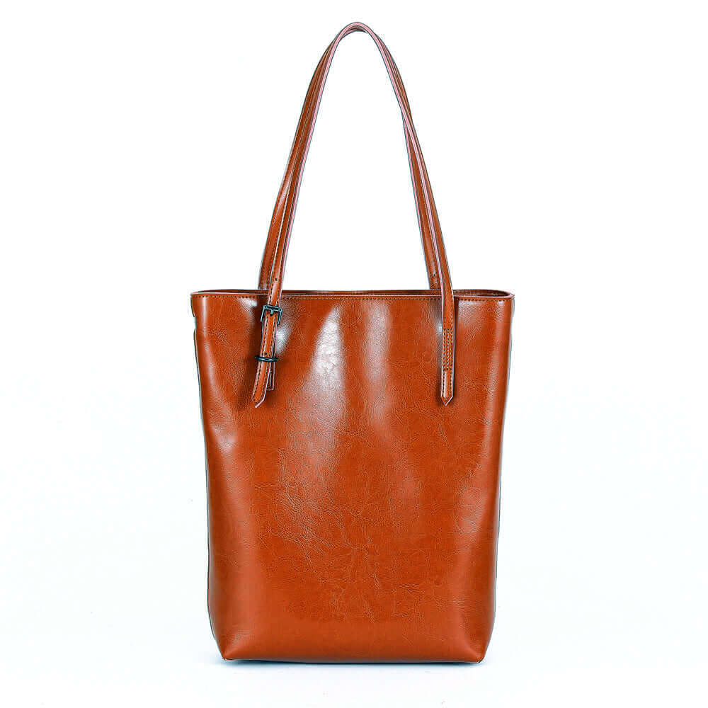 Front view of leather tote bag for women in New Zealand