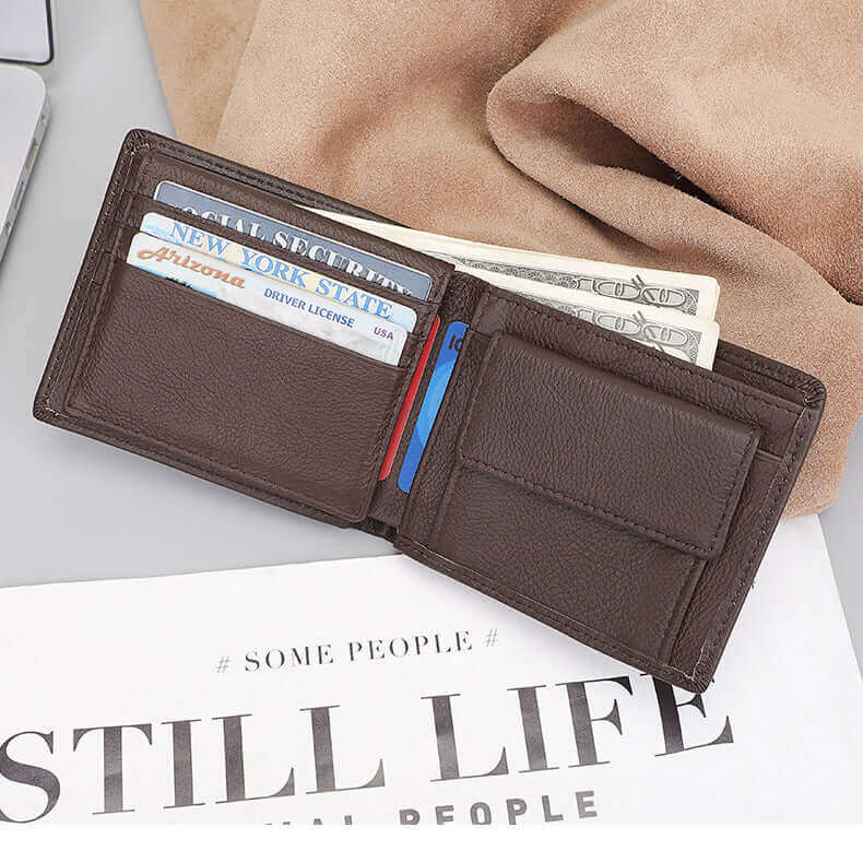 Men's leather wallet with 12 card slots