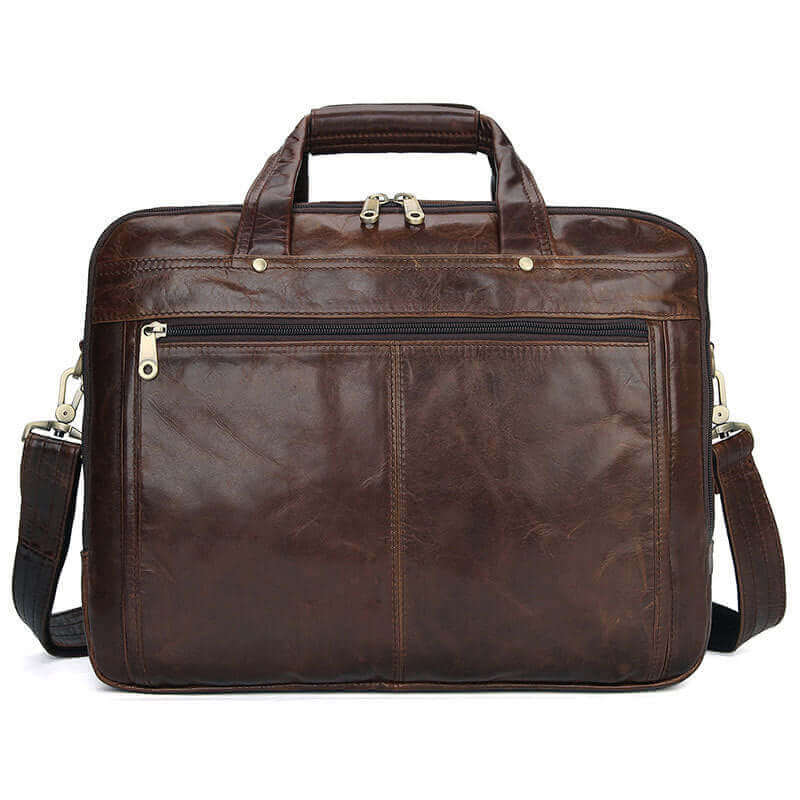 Professional Coffee Brown Leather Laptop Bag for business trips.