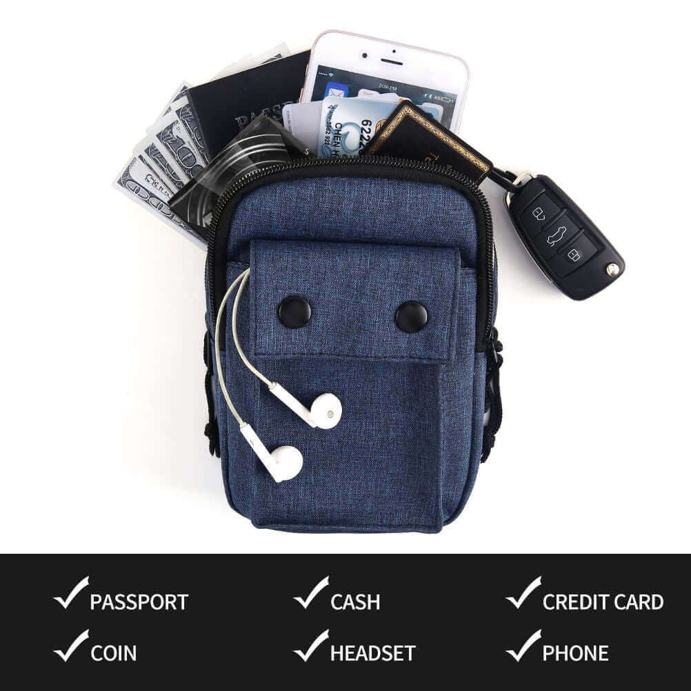 RFID protection feature of travel crossbody bag