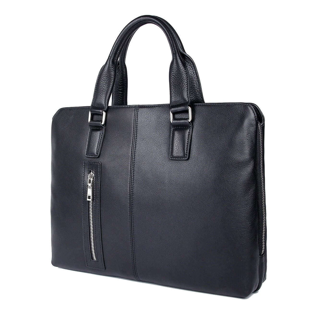 Sleek leather laptop bag for daily professional use.