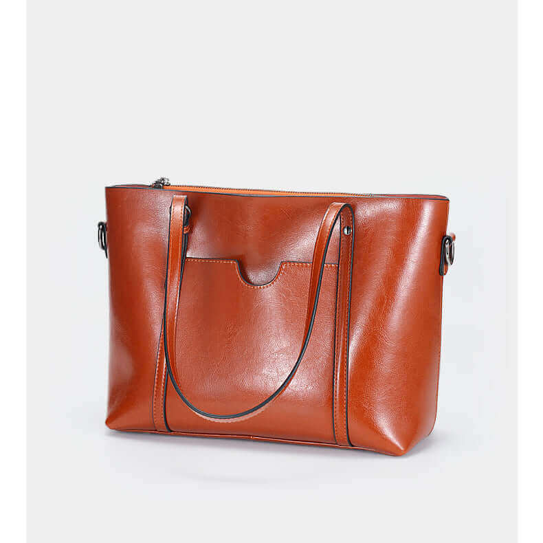 Stylish leather tote handbag for women in brown