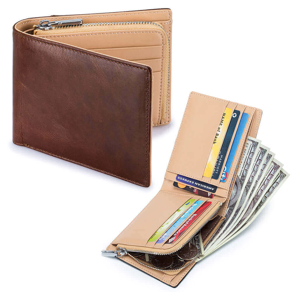 Vintage men's leather RFID wallet